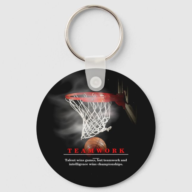 Teamwork Basketball Motivational Inspirational Key Ring (Front)
