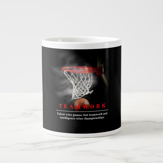 Teamwork Basketball Motivational Inspirational Large Coffee Mug (Front)