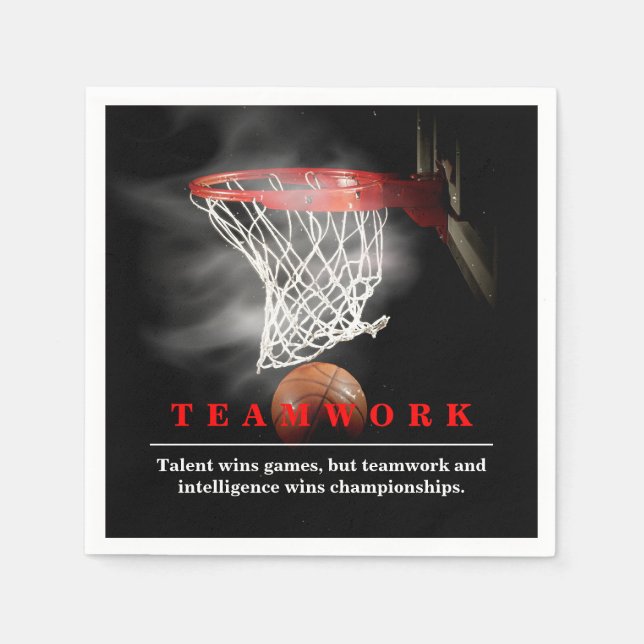 Teamwork Basketball Motivational Inspirational Napkin (Front)