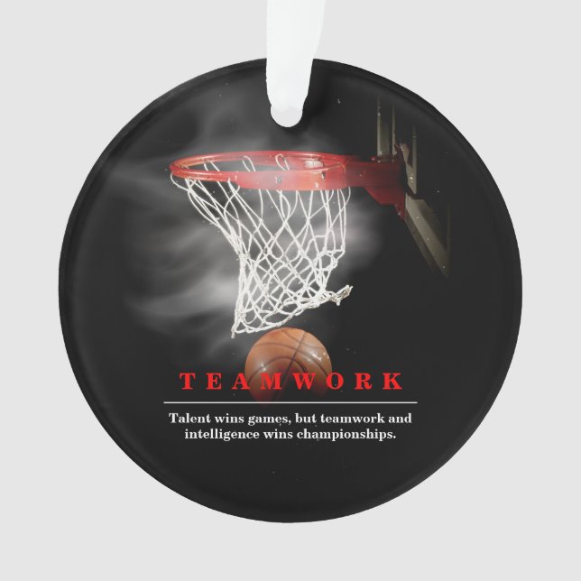 Teamwork Basketball Motivational Inspirational Ornament (Front)