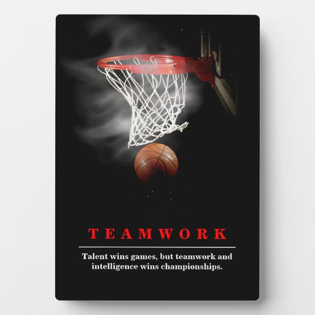 Teamwork Basketball Motivational Inspirational Plaque (Front)