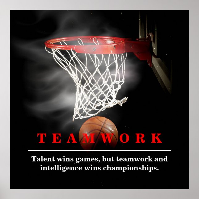 Teamwork Basketball Motivational Inspirational Poster (Front)