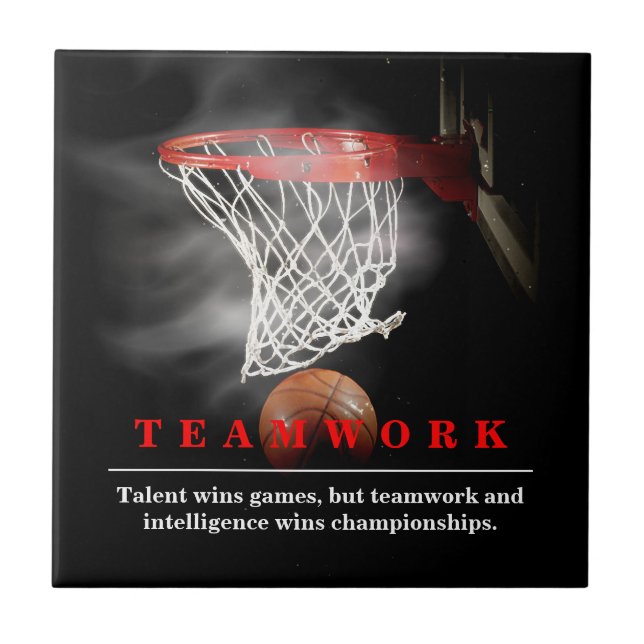 Teamwork Basketball Motivational Inspirational Tile (Front)