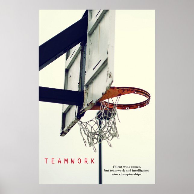 Teamwork Basketball Motivational Sport Poster (Front)