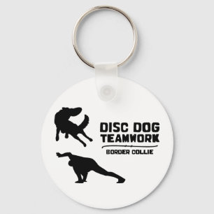 Teamwork Border Collie Disc Dog Keychain