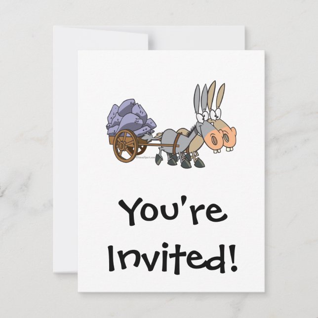 teamwork donkeys mules cartoon invitation (Front)
