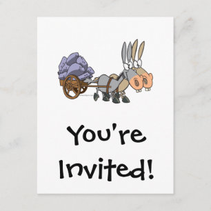 teamwork donkeys mules cartoon invitation