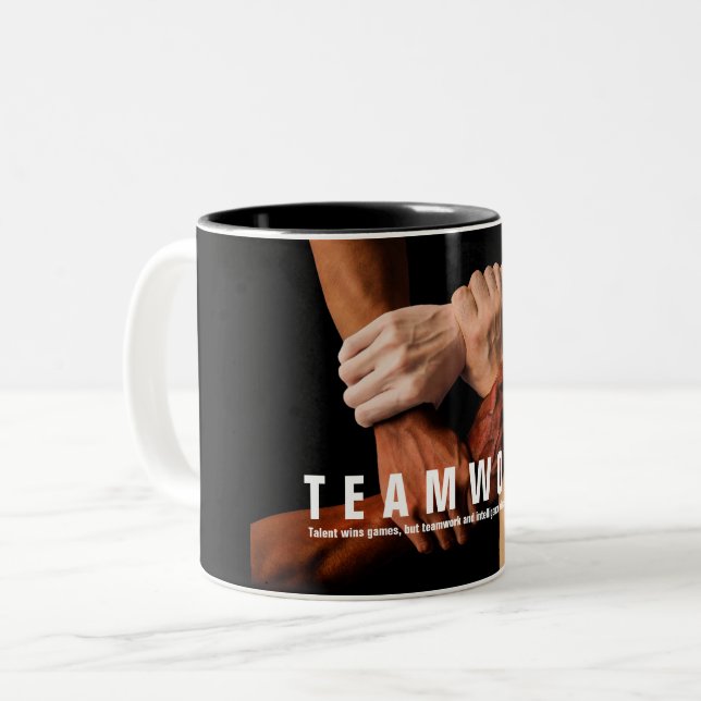Teamwork Inspirational Quote Motivational Two-Tone Coffee Mug (Front Left)