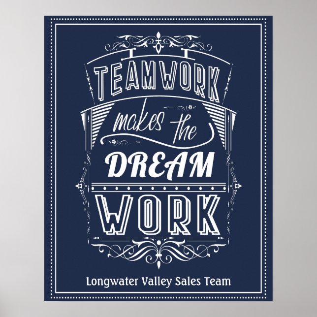 Teamwork Makes The Dream Work Motivational Poster (Front)