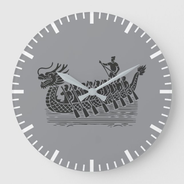 Teamwork Makes the Stream Work, Dragon Boat Racing Large Clock (Front)