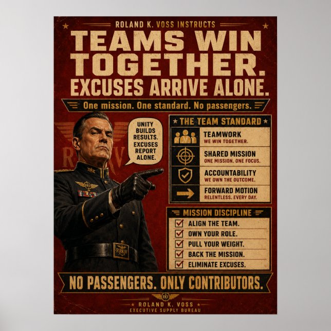 Teamwork Motivation Poster | Roland K. Voss (Front)