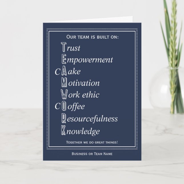 Teamwork Motivational Acrostic Thank You Card (Front)