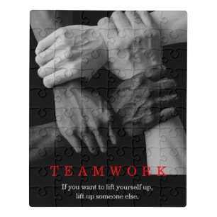 Teamwork Motivational Inspirational Quote Hands Jigsaw Puzzle