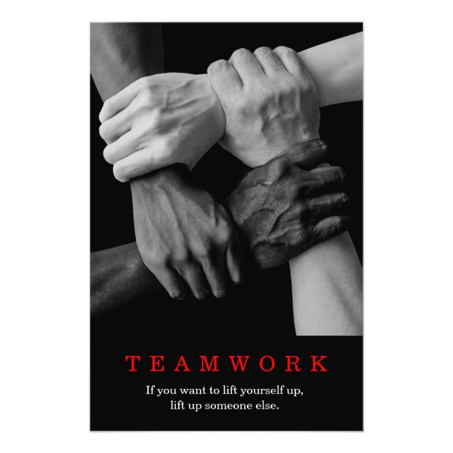 Teamwork Motivational Inspirational Quote Hands Photo Print (Front)