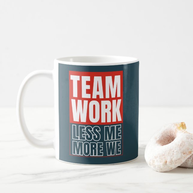 Teamwork Motivational Quote Office Corporate Gift Coffee Mug (With Donut)