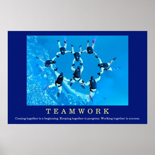Teamwork Motivational Quote Skydiving Poster | Zazzle.co.uk