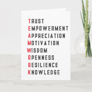 Teamwork Positive Words Appreciation Card Collabor