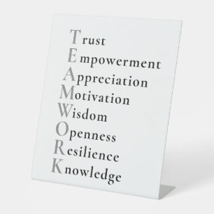 Teamwork Positive words  pedestal sign