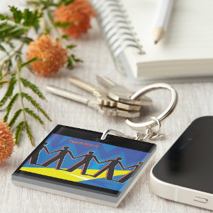Teamwork Unity People Holding Hands Key Ring