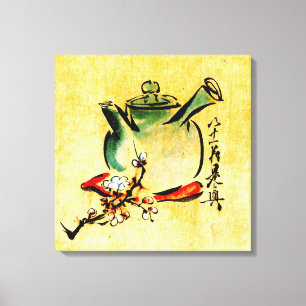 Teapot and Cherry Blossoms 1825 Canvas Print