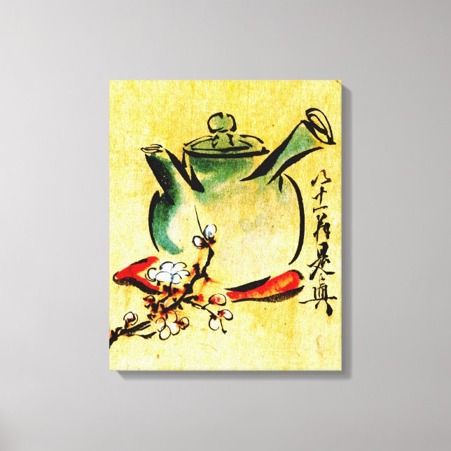 Teapot and Cherry Blossoms 1825 Canvas Print (Front)