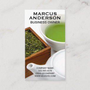 Teapot and Cup   Wood Box of Tea Business Card