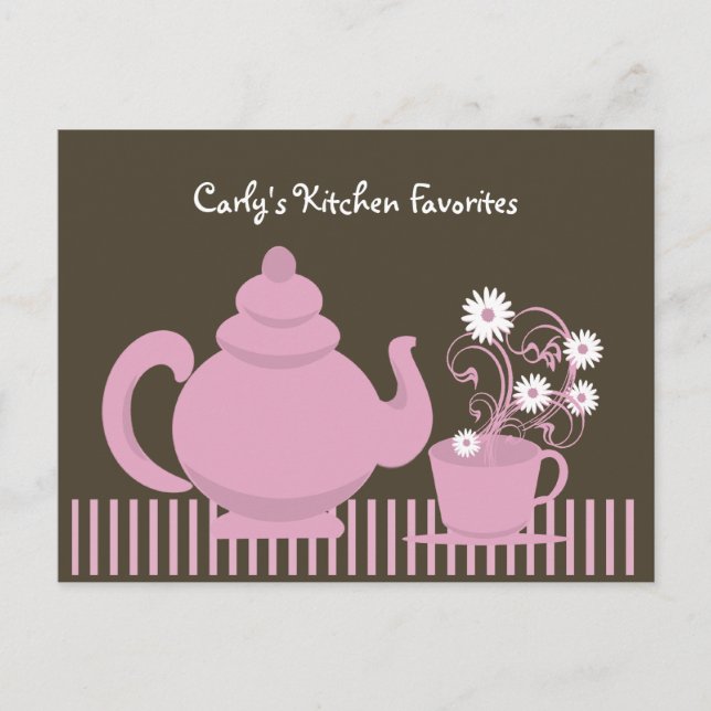 Teapot and Daisies Recipe Card (Front)