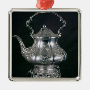 Teapot and kettle with lampstand and burner metal tree decoration