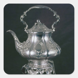 Teapot and kettle with lampstand and burner square sticker