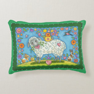 Teapot And Posies Sheep ACCENT PILLOW
