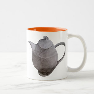 Teapot art illustration kitchen art Two-Tone coffee mug