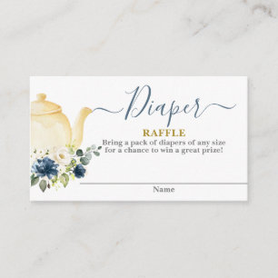 Teapot baby shower boy Diaper Raffle Card