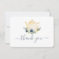 Teapot blue Floral thank you card