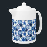 Teapot-Blue Tile<br><div class="desc">This teapot is shown in white with a lovely faux blue watercolor tile print.
Medium size shown.
Customise this item or buy as is.






Stock Print
freepik.com</div>