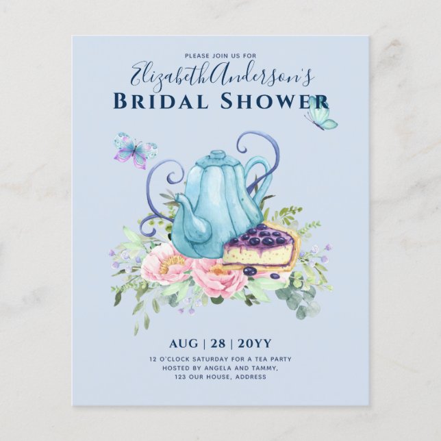 Teapot Bridal Shower Teatime Afternoon Tea Invites Flyer (Front)
