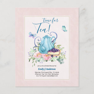Teapot Bridal Shower Teatime Afternoon Tea Invites Flyer