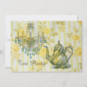 teapot chandelier vintage tea party invitation