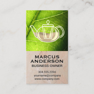 Teapot   Clay Texture Wall Green Leaf Business Card