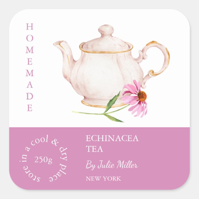 Teapot Echinacea Tea Label (Front)