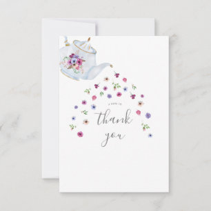Teapot Floral Bridal Tea Party  Thank You Card