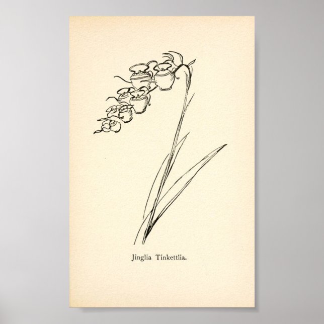 Teapot flower plant vintage illustration nonsense  poster (Front)