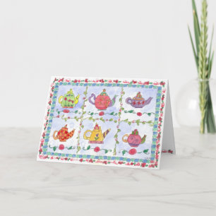 Teapot Flower Sampler Blank Note Card