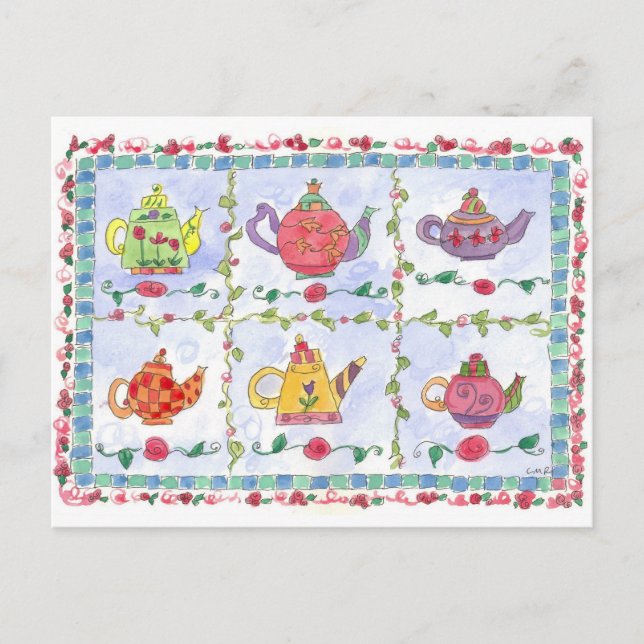 Teapot Flower Sampler Postcard (Front)