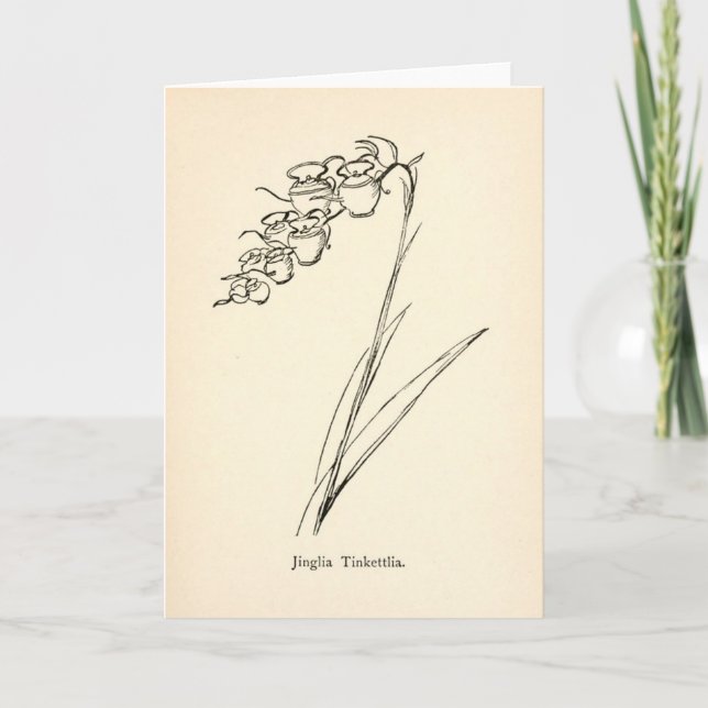 Teapot flower vintage illustration nonsense botany card (Front)