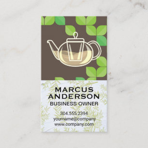 Teapot   Green Leaf   Herbal Branches Business Card
