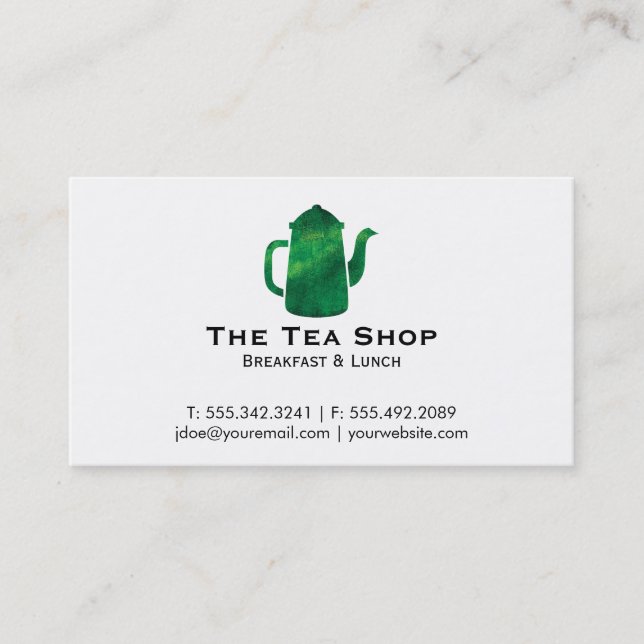 Teapot | Green Texture Business Card (Front)