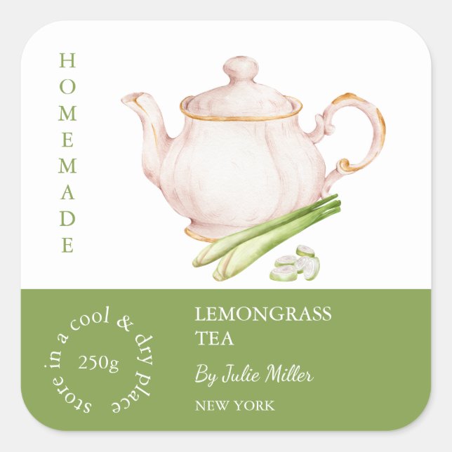 Teapot Lemongrass Tea Label (Front)
