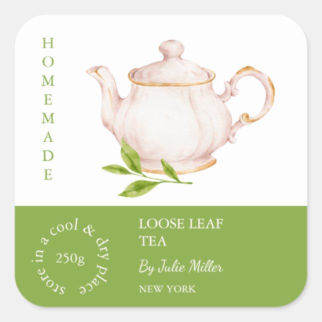 Teapot Loose Leaf Tea Label (Front)