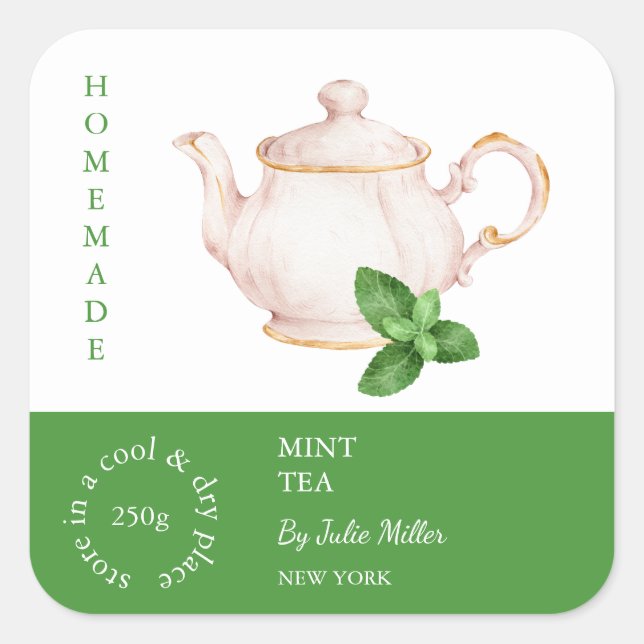 Teapot Mint Tea Label (Front)