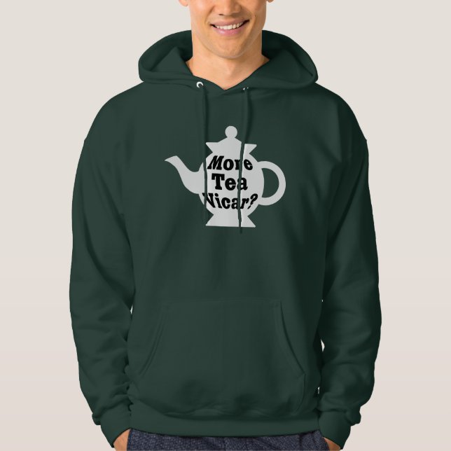 Teapot - More tea Vicar? - Black on White Hoodie (Front)